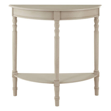 Heritage Grey Putty Wooden Half Moon Console Table with Lower Shelf