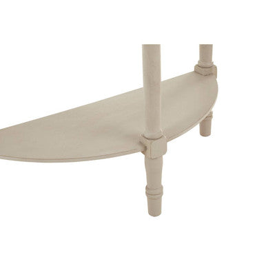 Heritage Grey Putty Wooden Half Moon Console Table with Lower Shelf