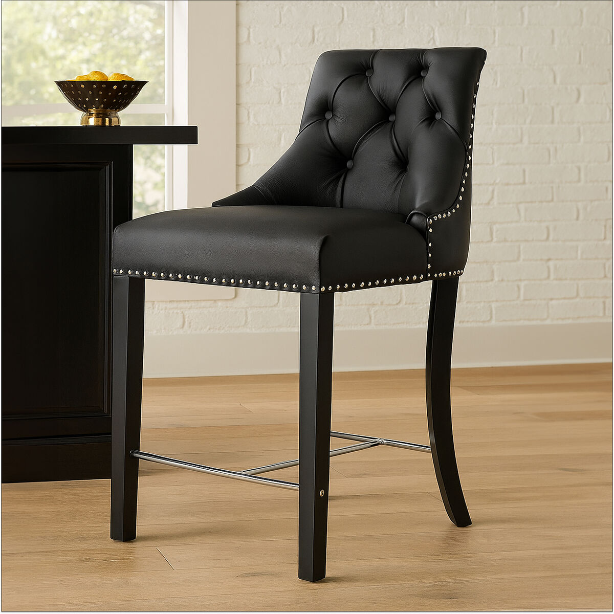 Regents Park Black Faux Leather Bar Chair