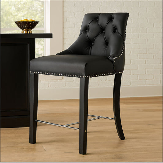 Regents Park Black Faux Leather Bar Chair