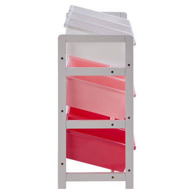 Three Tier White And Pink Kids Storage Unit