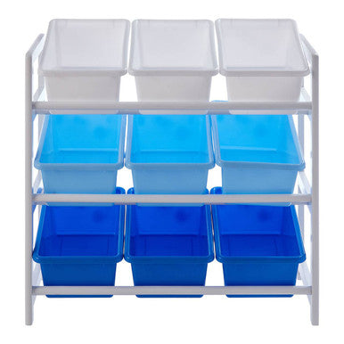 Three Tier White And Blue Kids Storage Unit