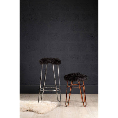 Faux Fur Rose Gold Finish Stool | District