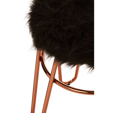 District Rose Gold Faux Fur Stool with Rose Gold Frame