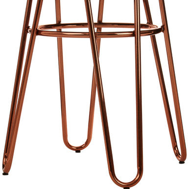 District Rose Gold Faux Fur Stool with Rose Gold Frame