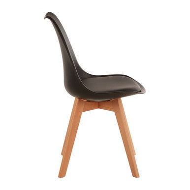 Stockholm Black Chair With Cushion And Beech Wood Legs