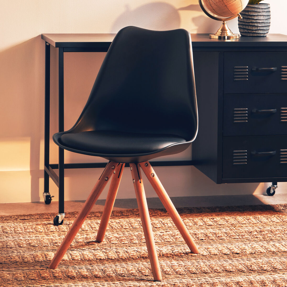 Stockholm Black Padded Seat Dining Chair