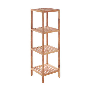 ARLA 4 Tier Walnut Wood Bathroom Shelf Unit