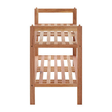 2 Tier Stackable Walnut Wood Shoe Rack | Arla