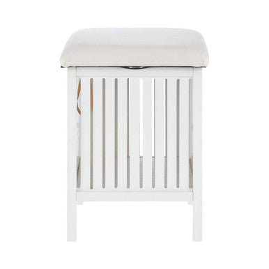 Salon White Bathroom Storage Stool with padded seat