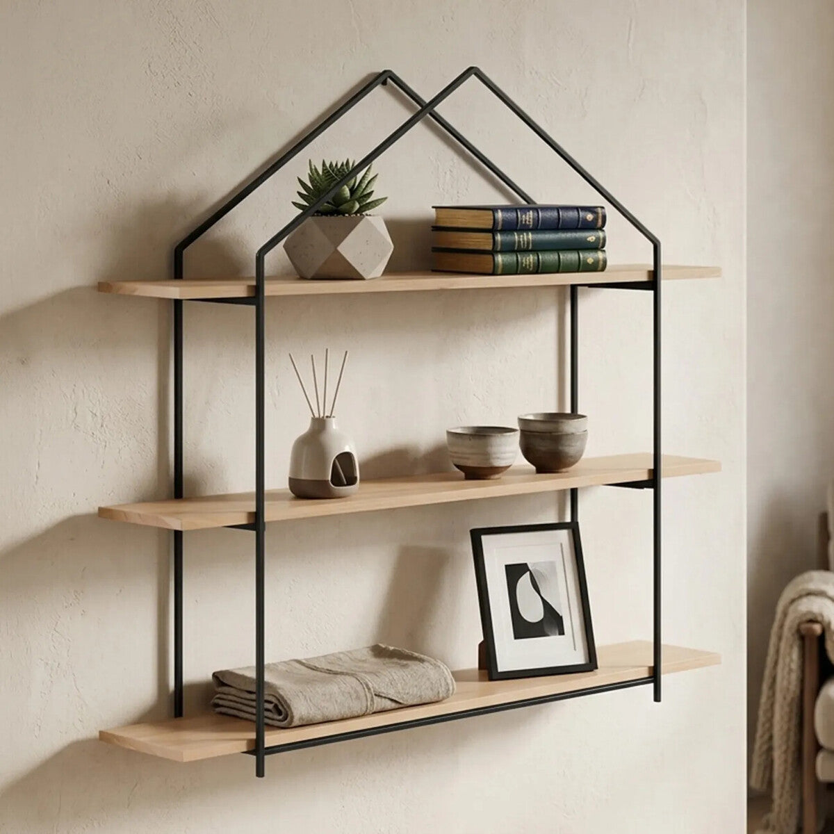 3 Tier Wooden Wall Shelves | Brixton