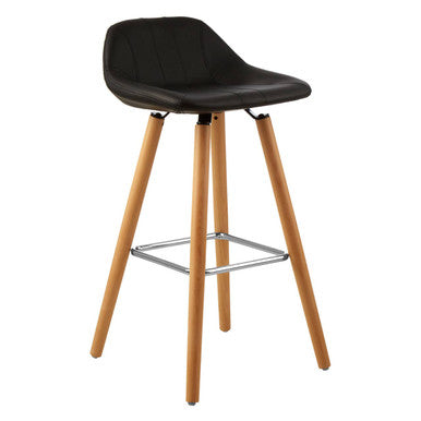 Stockholm Black Faux Leather Bar Stool