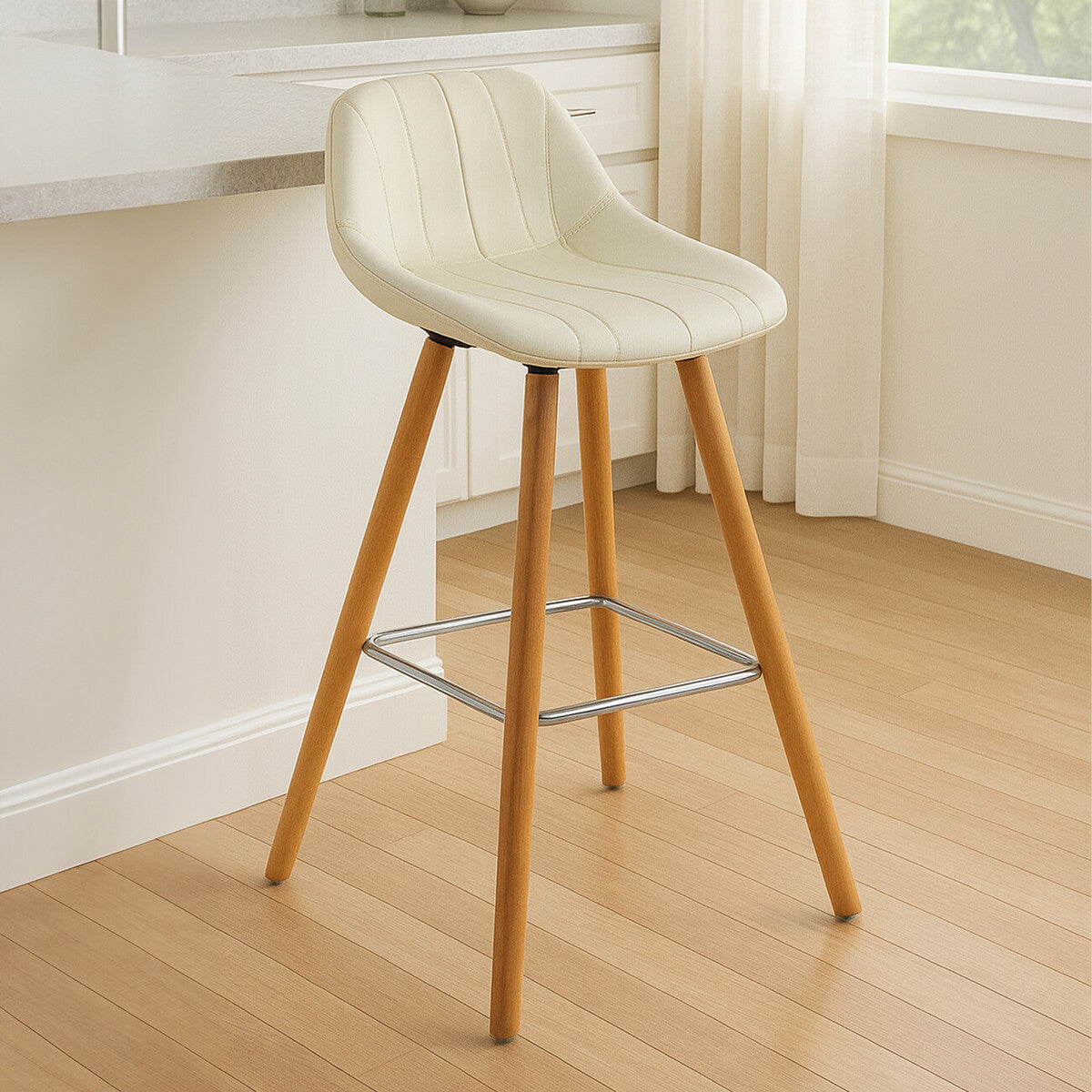 Stockholm White Faux Leather Bar Stool