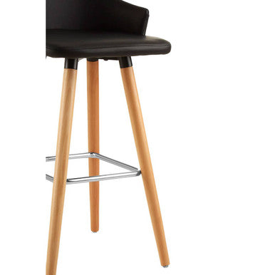 Stockholm Black Curved Backrest Bar Stool
