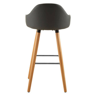 Stockholm Grey Faux Leather Bar Stool with Beechwood Legs