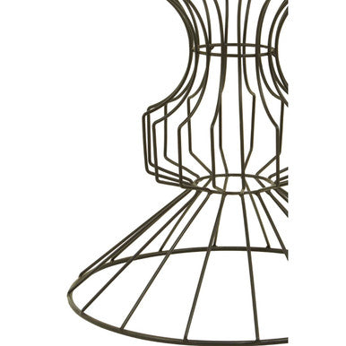 Mirrored Glass Top Side Table with Black Finish Concertina Wireframe Metal Base | Yaxi