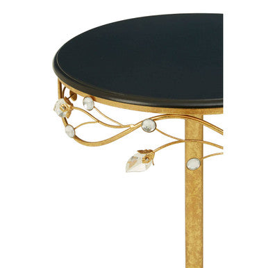 Yaxi Round Side Table With Gold Frame And Black Top