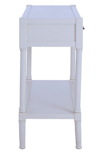 White Wooden Console Table with 2 Storage Drawers and Lower Open Shelf | Heritage