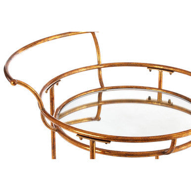 2 Tier Gold Finish Drinks Trolley with Mirrored Shelves | Hadley