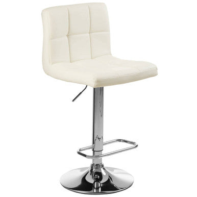White Quilted Chrome Base Bar Stool | Baina