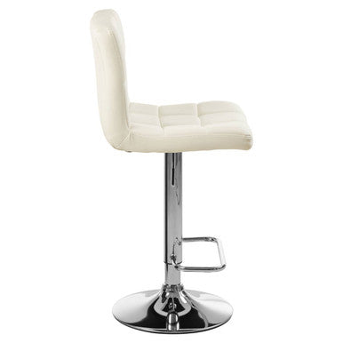 White Quilted Chrome Base Bar Stool | Baina