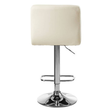 White Quilted Chrome Base Bar Stool | Baina