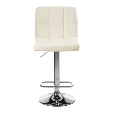White Quilted Chrome Base Bar Stool | Baina