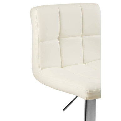 White Quilted Chrome Base Bar Stool | Baina