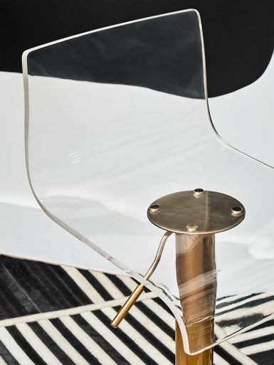 Baina Clear Acrylic Seat Bar Stool With Gold Base