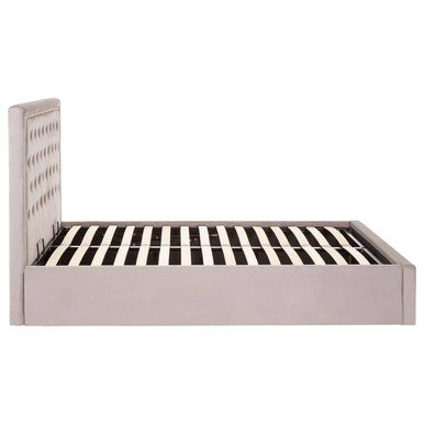 Grey Velvet Ottoman Bed Double | Hannah