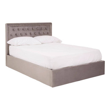 Grey Velvet Ottoman Bed Double | Hannah