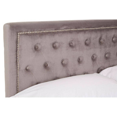 Grey Velvet Ottoman Bed Double | Hannah