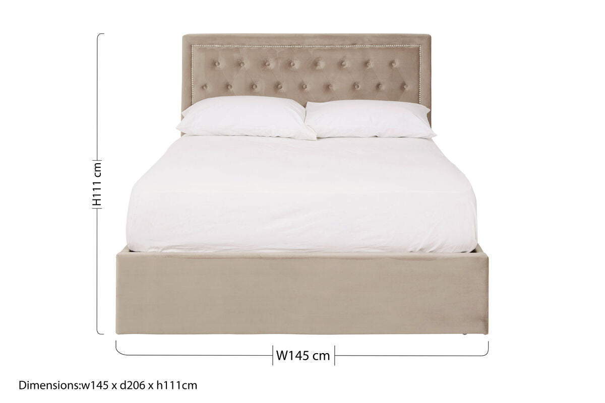 Hannah Mink Velvet Ottoman Double Bed