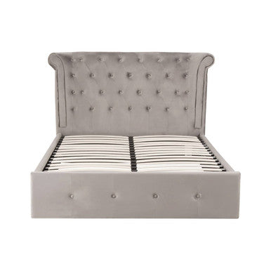 Grey Velvet Ottoman Double Bed | Edison