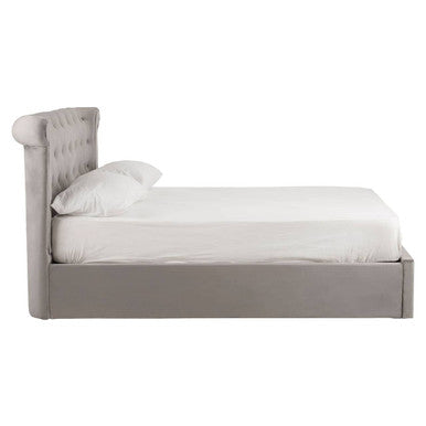 Grey Velvet Ottoman Double Bed | Edison