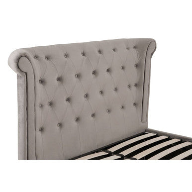Edison Grey Velvet Ottoman Double Bed