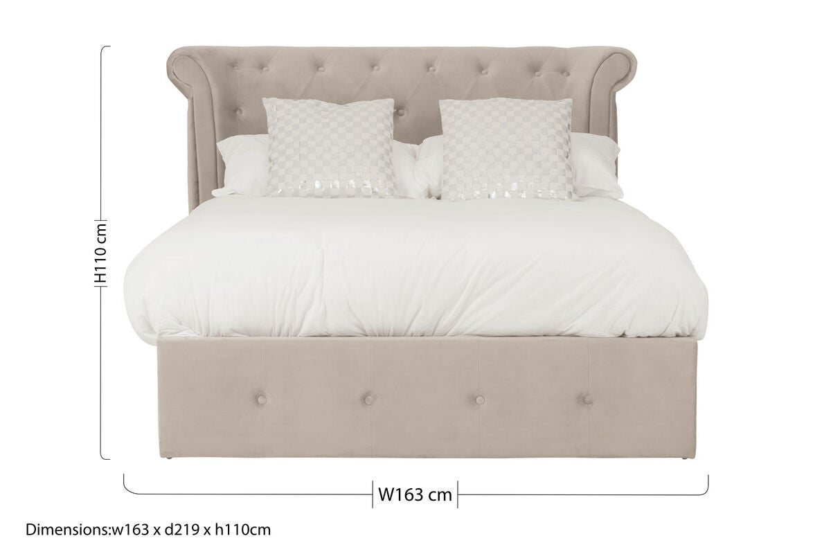 Edison Mink Velvet Ottoman Double Bed