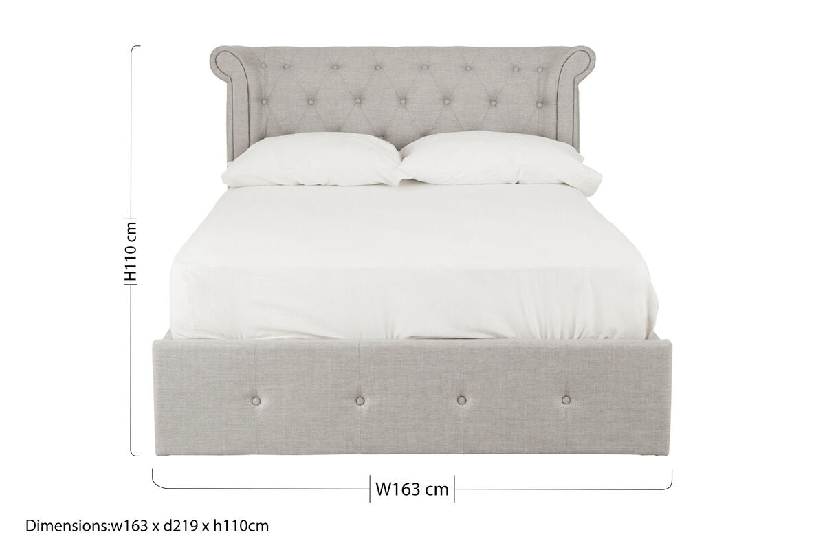 Edison Light Grey Ottoman Double Bed