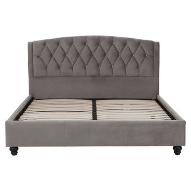 Grey Velvet King Bed | Josephine