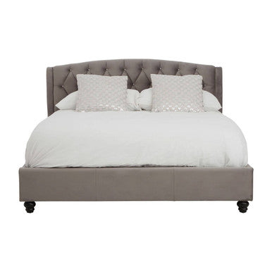 Josephine Grey Velvet King Bed