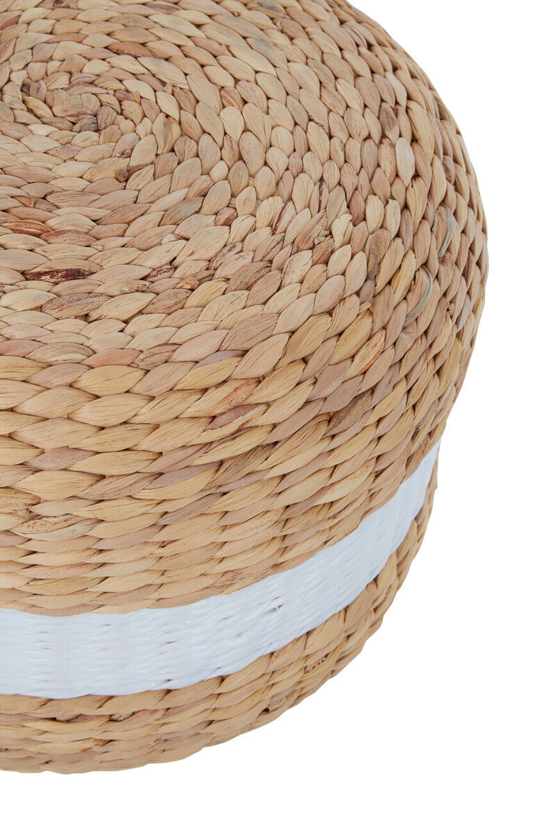 Ashby  Seagrass Pouffe with White Stripe.