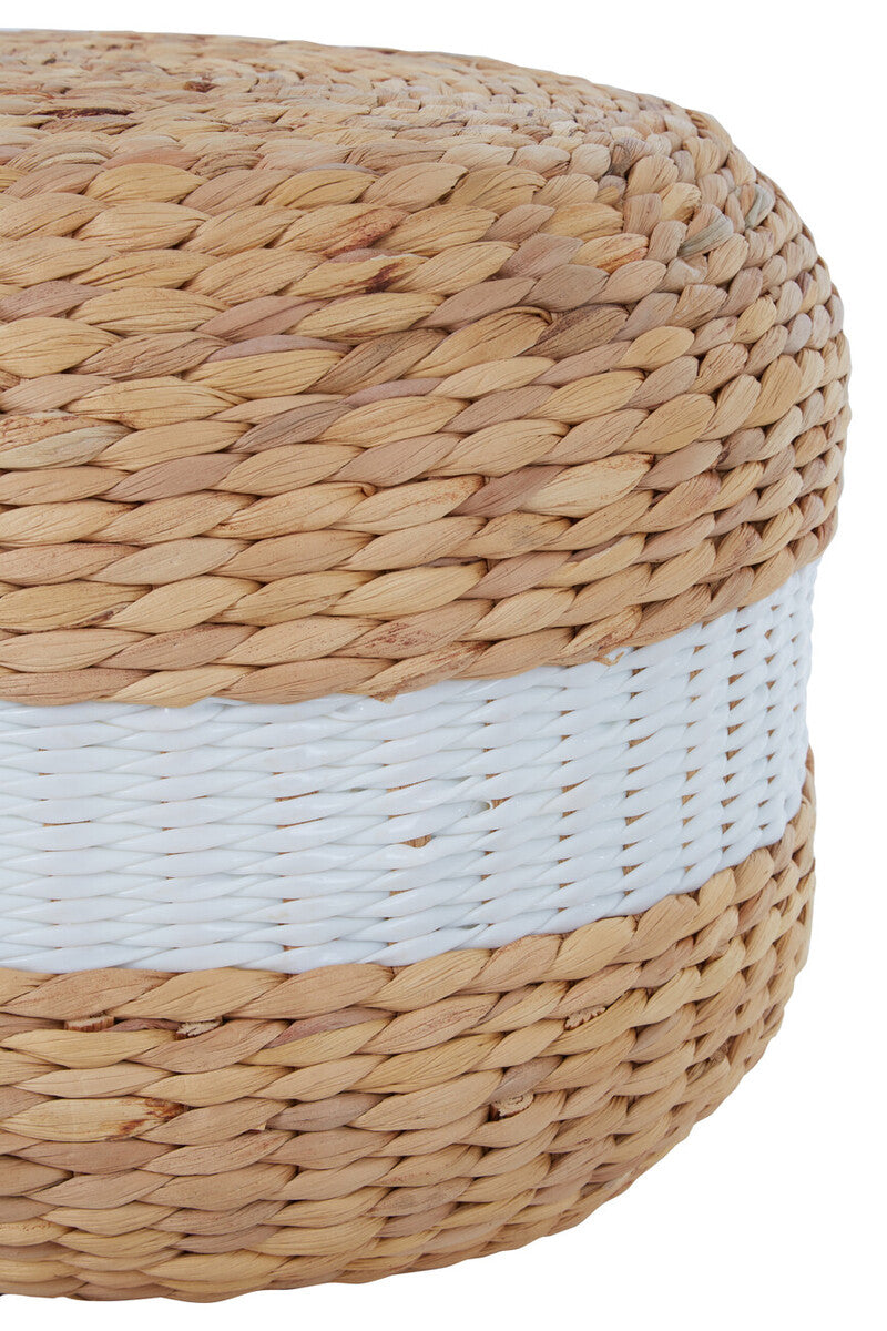 Ashby  Seagrass Pouffe with White Stripe.