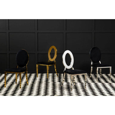 Sarita Stackable Silver Frame Dining Chair