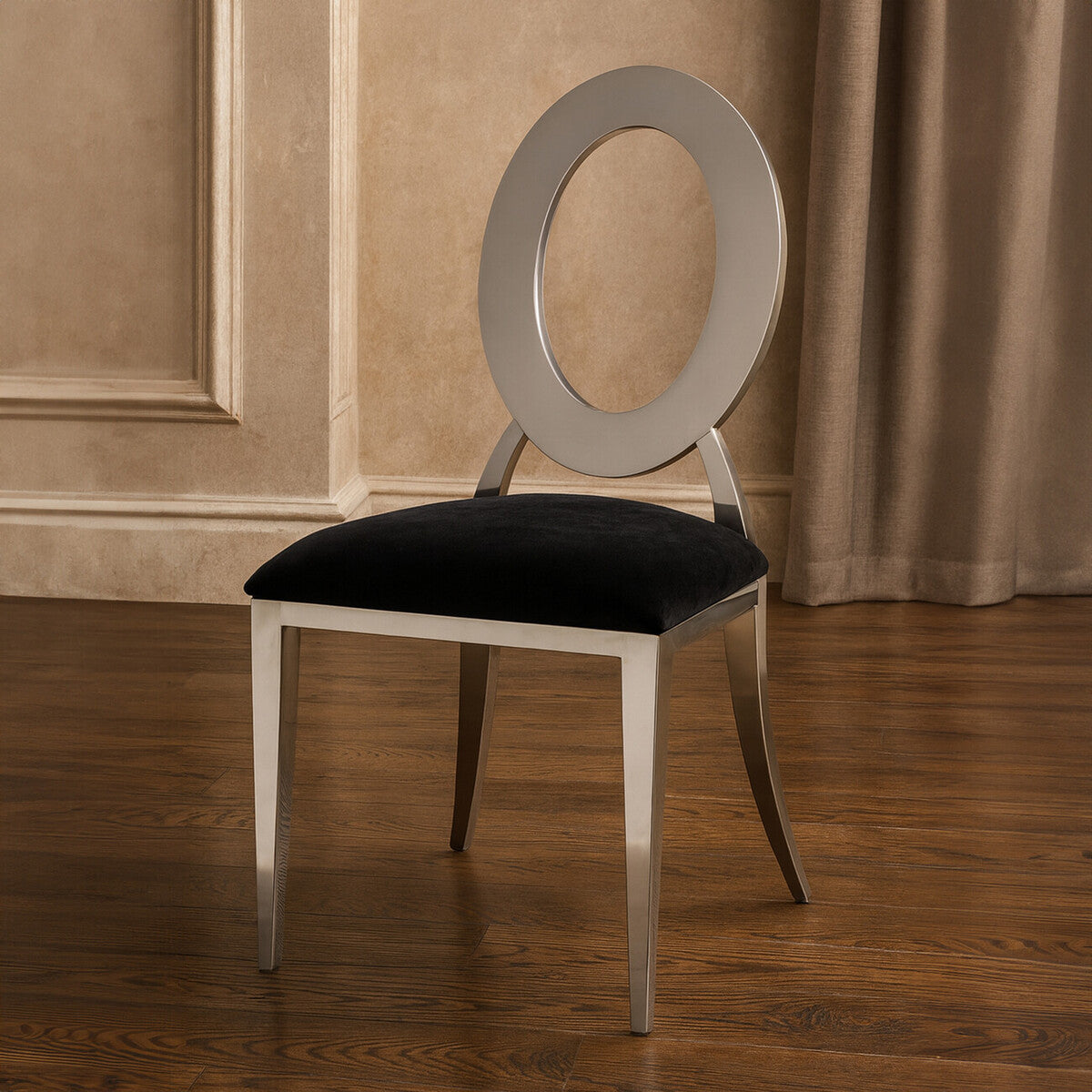 Sarita Stackable Silver Frame Dining Chair