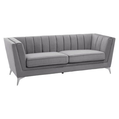 3 Seater Grey Velvet Sofa, Hansa