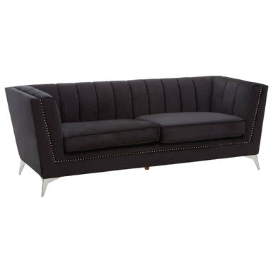 3 Seater Black Velvet Sofa | Hansa