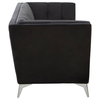 3 Seater Black Velvet Sofa | Hansa