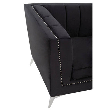 3 Seater Black Velvet Sofa | Hansa