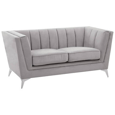 Hansa Two Seat Grey Velvet Sofa