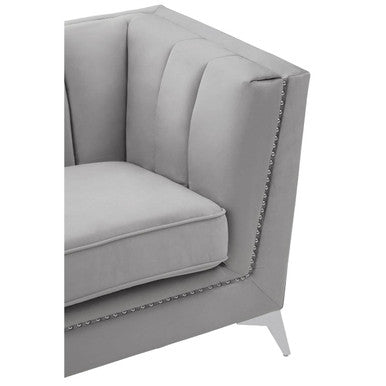 2 Seater Grey Velvet Sofa | Hansa